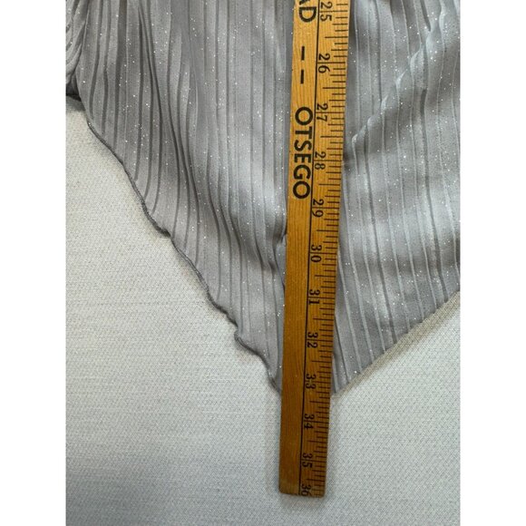 Studio 1940 Womens Halter Pleated Top Silver Sparkle Large Satin Tie Going Out - Picture 8 of 8